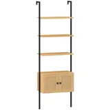 KOMFOTTEU Bücherregal, Leiterregal mit 3 Ebenen, aus PE-Rattan beige