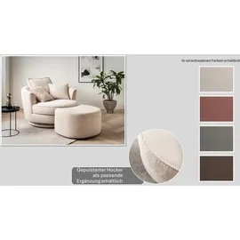 Home Affaire Drehsessel MAISIE Velours/Cord 120 x 86 x 120 cm Beige drehbar