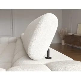 moeblo Polsterecke, Eckcouch Wohnlandschaft Sofa mit Ottomane Eckgarnitur - Ecksofa Neviro L - Weiß (Amore 01) - Weiß