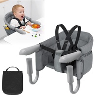 XMTECH Tischsitz Faltbar Babysitz Baby Hochstuhl Sitzerhöhung,Babystuhl zum Befestigen am Tisch,ortable Stabile Struktur Stuhlsitz,Gepolsterter Tischstuhl mit Tasche,Grau