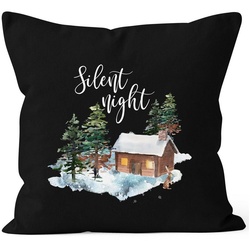 Autiga Dekokissen Kissenbezug Weihnachtskissen Weihnachten Winter Schnee Silent Night Christmas Autiga® schwarz