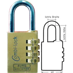 Zahlen-Vorhangschloss Combi Lock 80 -  32,5 / 6,5 / 18,5