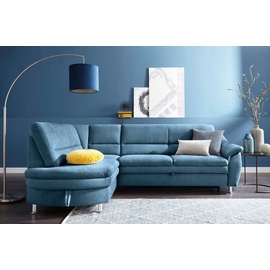 sit&more Ecksofa »Cardoso L-Form«, mit Federkern, wahlweise mit Bettfunktion und Schubkasten blau