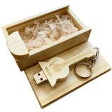 BEIJIGUANG USB-Stick in Gitarrenform, 2.0/3.0, Bambusholz, USB-Stick in Holzbox (3.0/64 GB)