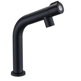 Edelstahl Mittelbogen Waschbecken Wasserhahn Einhandgriff Kaltwasserarmaturen Waschbecken WC-Wasserhahn, Mattschwarz