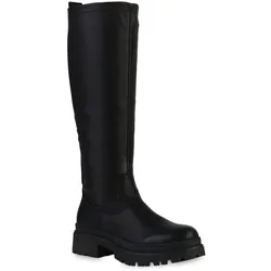 Damen Plateaustiefel in Schwarz