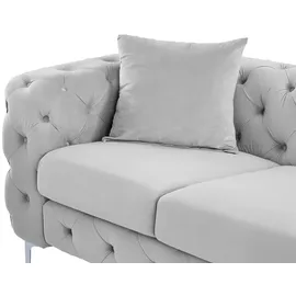 vente-unique Chesterfield-Sofa 3-Sitzer - Hellgrau - Samt - EDWINA