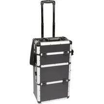 Perel Werkzeugkoffer, Trolley-Funktion, ausziehbarer Griff, Schlüsselschloss, 2 Schlüssel, Aluminium, - 370 x 225 x 670 mm - Schwarz,