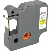 Ampertec Label Band kompatibel zu Dymo D1 43618 (S0720790) schwarz auf gelb 6mm x 7m