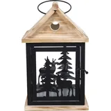 Trendline Deko Kiefernholzlaterne 26 x 16 x 16 cm schwarz