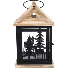 Trendline Deko Kiefernholzlaterne 26 x 16 x 16 cm schwarz