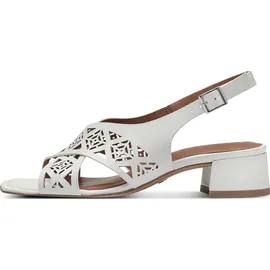 TAMARIS Damen Sandalen mit Absatz Leder Blockabsatz Sommer; WHITE/weiß; 39 EU