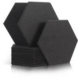 Rdutuok 12 Stück Akustik Panel,30x26x1cm Hexagon Akustik Absorber Schallschutzplatten Akustikpaneele Wand für Tonstudio, Büro,Studio und Wanddekoration (Schwarz)