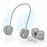 Umhängeventilator Nackenventilator 360° verstellbar Luftstrom 180g tragbarer Halsventilator, 3 Windstufen, Aromafunktion - Grau