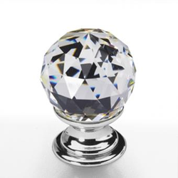 Möbelknopf Kristall Chrom 25mm, kristall klar