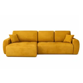 kaiser möbel Ecksofa mit Schlaffunktion und Bettkasten Ivo L aus Veloursstoff Salvador, Ecksofa mit Schlaffunktion, ausziehbar,mit Schlaffunktion,integrierter Stauraum gelb