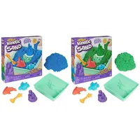 Kinetic Sand Sandbox Set Blau - mit 454 g original magischem kinetischem Sand aus Schweden & Sandbox Set Grün