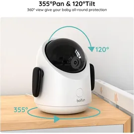 BOIFUN Babyphone mit 2 Kameras und App, Split-Screen-Ansicht, 4,3" WLAN Babyfon, - Weiß