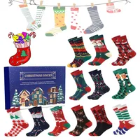 SOCLING Weihnachtssocken Adventskalender, Socken Adventskalender Damen 2024, Adventskalender 2024 Witzig, Weihnachten Socken Adventskalender Für 2024 Frauen,12/24 Paare Weihnachten Socken