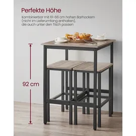 VASAGLE Bartisch Stehtisch 60 x 60 x 92 cm Grau/Schwarz