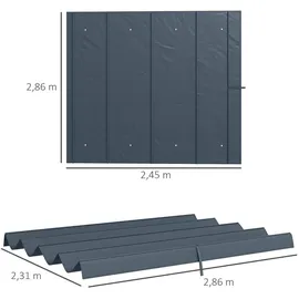 Outsunny Ersatzdach für 2,85 x 2 m Pergola, wasserabweisend einziehbar Welle Überdachung mit Regenabflusslöchern, UV-Schutz 30+, winterfest Schattenabdeckung