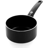 GreenPan Cambridge Stielkasserolle (16 cm/1,5l), gesunde keramische Antihaftbeschichtung, PFAS-frei, induktionsgeeignet, spülmaschinengeeignet, Schwarz
