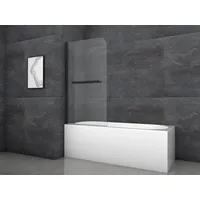 MARWELL Badewannenfaltwand "Black Vital 1" - 1-flg, 140x80cm - Duschwand für Badewanne in schwarz - Duschabtrennung