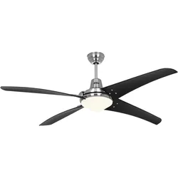 Deckenventilator MIRAGE - Chrom Gebürstet / Kunststoff Lack schwarz / Ohne Fernbedienung