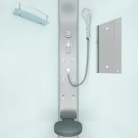 SeniorBad D10-20T0 Komplettdusche mit Schiebetür 100 x 100 cm Weiß Sicherheitsglas D10-20T0