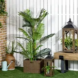 Homcom Künstliche Palme, Kunstpflanze mit Zementfüllung, Kunstpalme im Topf, Zimmerpflanze für Innendekoration, 150 cm, Grün