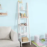 SoBuy Wandregal Badregal Leiterregal Standregal Bücherregal Weiß FRG101-W