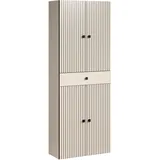 trendteam smart living - PureBliss - Hochschrank breit - Kashmir Hellgrau - Rillenoptik - 1 Schublade + 4 Einlegeböden - (BxHxT) 70 x 186 x 31cm - Badschrank mit edlen Metallgriffen