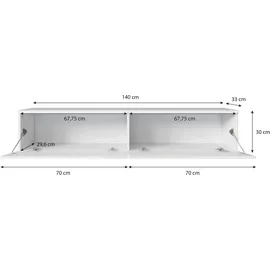 P & B Lowboard 140x30 cm Schwarz/Grau Holzwerkstoff