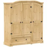 furnicato Kleiderschrank Corona 151,5x52x170 cm Massivholz Kiefer braun