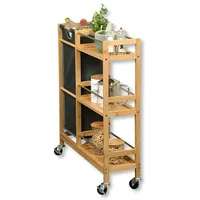 KESPER | Rollbares Nischenregal mit Flaschensammler, Material: Bambus, Polyester, Maße: B 20 cm, H 78 cm, T 68 cm, Farbe: Natur, Grau | 24857 13