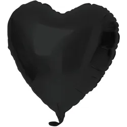 Schwarz Metallic Matter Folienballon Herzform 45cm