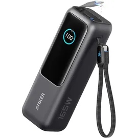 Anker Powerbank, (25K, 165W, Integriertes + einziehbares Kabel) Schwarz