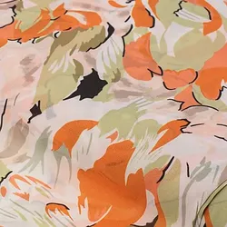 Leichter Blusenstoff "Blumen", orange/lindgrün
