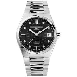 Frederique Constant Highlife Ladies Automatic FC-303BD2NH6B - Matt with globe pattern embossed in the center,schwarz,Edelstahl - 34mm