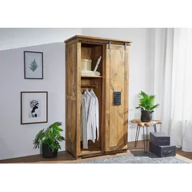 Massivmoebel24 Schwebetürenschrank Mango 100 x 190 x 60 cm Beige