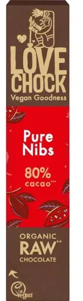Lovechock Zartbitterschokolade Pur Kakaonibs bio