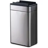 FLINQ - Smarte Sensor Mülleimer 60l - Eleganter Küchenabfalleimer aus Edelstahl - Silber