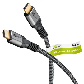goobay HDMI-Kabel 2.0 0,5 m Grau/Schwarz/Silber