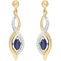 Firetti Paar Ohrstecker »Schmuck Geschenk Gold 375 Ohrschmuck Farbstein Edelstein Saphir«, mit Saphir Firetti gelbgoldfarben-silberfarben-dunkelblau + dunkelblau