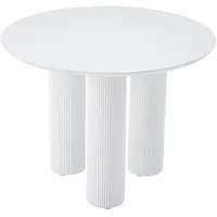 Selsey Esstisch rund mit geriffelten Säulenbeinen, Weiß, 100 cm