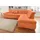 DOMO collection Ecksofa NMORIC inkl. Zierkissen 273x216x80 cm L-Form, Ottomanen-Abschluss, wahlweise mit Bettfunktion und Armlehnverstellung orange