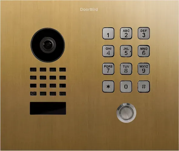 DoorBird D1101KH Classic Unterputz IP Video Türsprechanlage Gold-Optik als PVD Beschichtung, Edelstahl, gebürstet