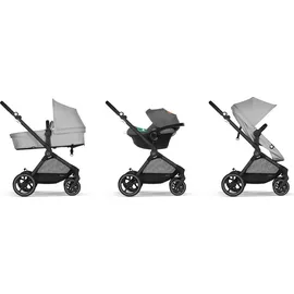 Cybex Gold Kinderwagen EOS Basic Trio-Set inkl. Babyschale Aton B2 i-Size und Babyschalen-Adapter, Reisesystem, Ab Geburt bis 22 kg (ca. 4 Jahre), Lava Grey