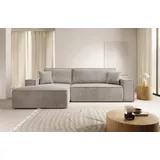 Selsey Ecksofa Eckcouch Schlafsofa Couch Mit Schlaffunktion und Bettkasten, Ottomane Links Cordbezug in Beige