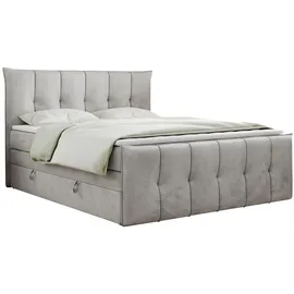 MKS Boxspringbett, PREMIUM 11 King 160/200 Hellgrau Velvet - H4,